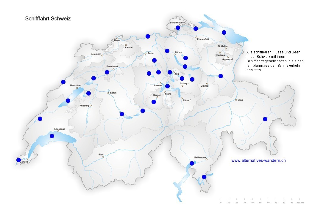 Übersichtskarte Schifffahrt Schweiz