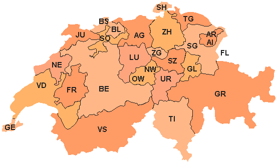 Schweizer Karte Grillplätze